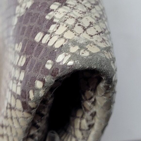 Hobo Lauren Leather Snake Clutch Wallet Frame Snap Closure Evening Bag Beige - Picture 6 of 15